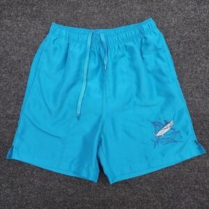 Guy‎ Harvey By Aftco Mens Medium Blue Bluewater Shorts Swordfish Marlin Lined